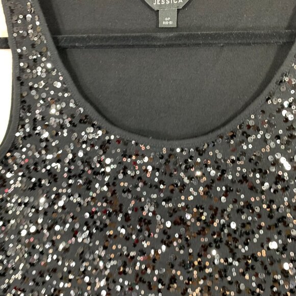 Sequin Embellished Sleeveless Round Neck Tank Top black size small JESSICA - Picture 11 of 15